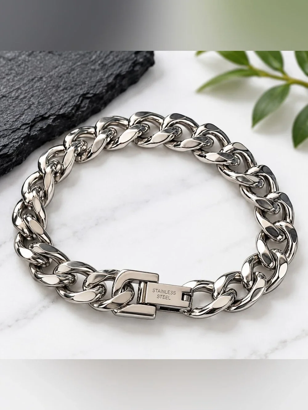 Stainless Steel Curb Link Bracelet – 7.9